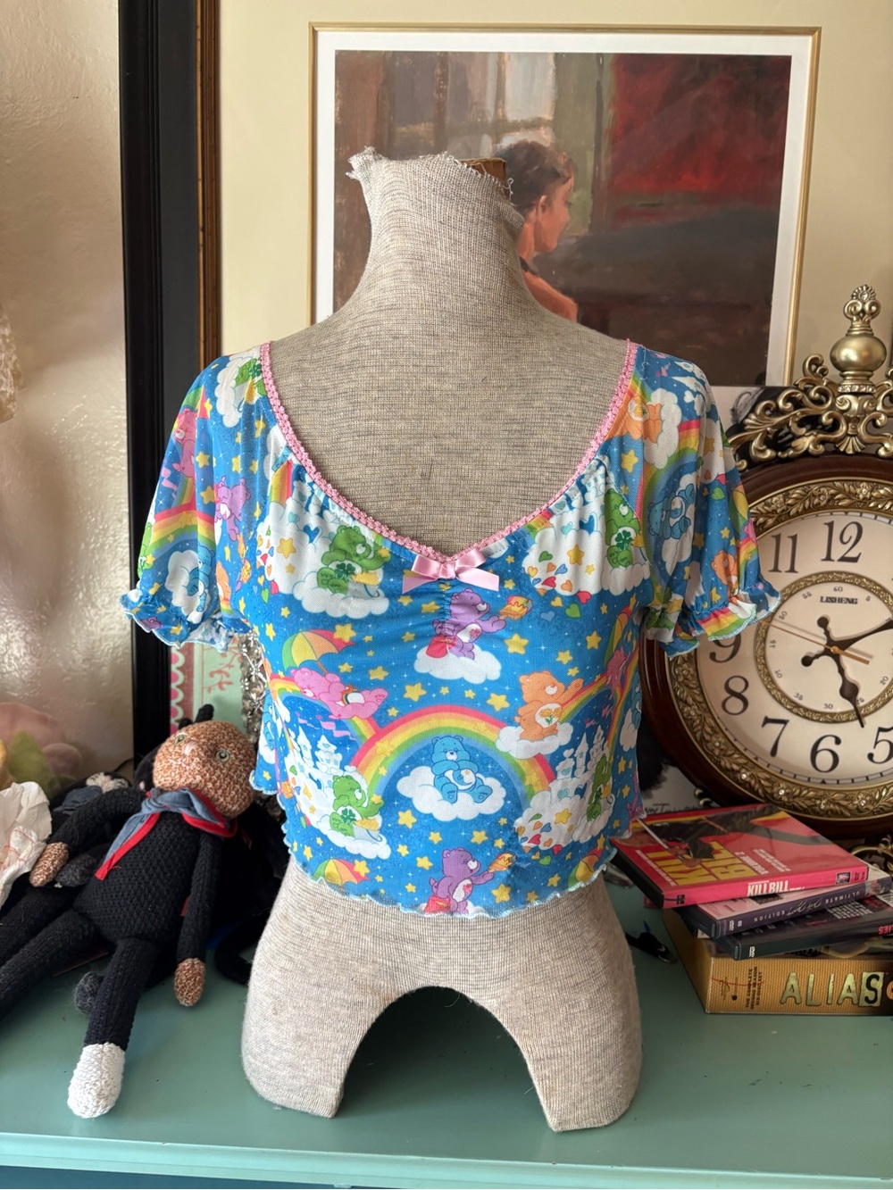 Dolls Kill X Care Bears collab Rainbow Crop Top - Cute Ruffle baby tee